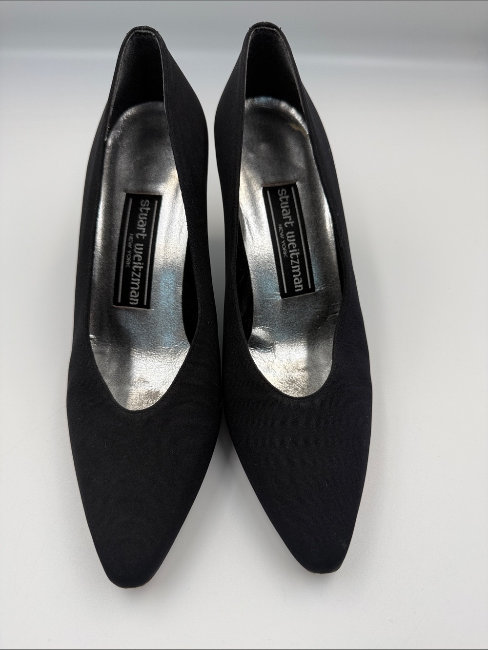 Stuart Weitzman Black Pointed-Toe Pumps
